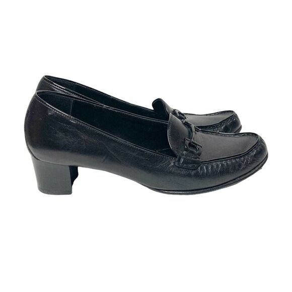 Salvatore Ferragamo Women’s Black Heel Loafers with Horse Bit Buckle Size 8.5 2A - Picture 2 of 10